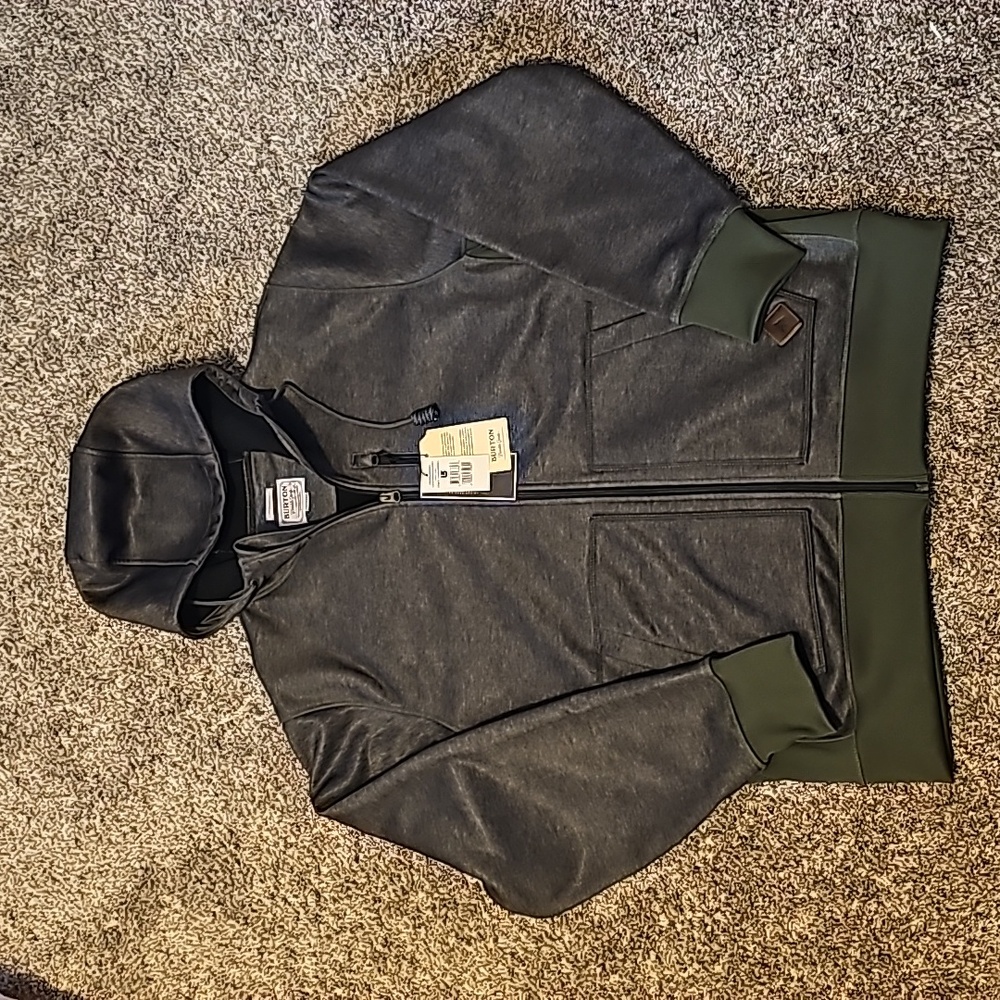 Burton Mens XXL DryRide Thermex rifle green heather full zip hoodie.
